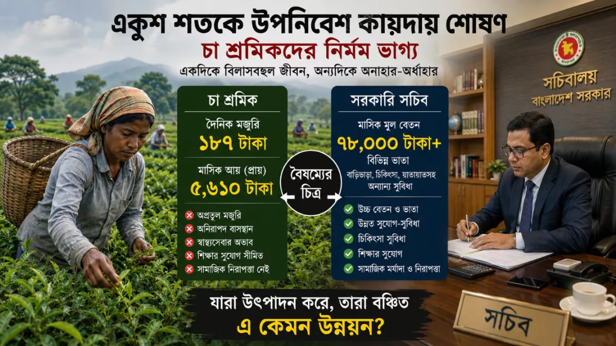 একুশ শতকে উপনিবেশ কায়দায় শোষণ: বাংলাদেশের চা শ্রমিকদের নির্মম বাস্তবতা।